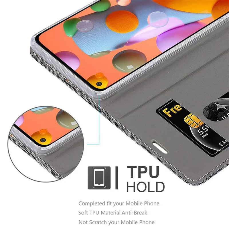 Cadorabo Hülle kompatibel mit Samsung Galaxy A11 / M11 Schutzhülle mit Magnetverschluss, Standfunktion und Kartenfach