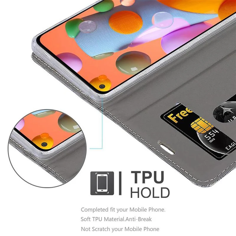 Cadorabo Hülle kompatibel mit Samsung Galaxy A11 / M11 Schutzhülle mit Magnetverschluss, Standfunktion und Kartenfach