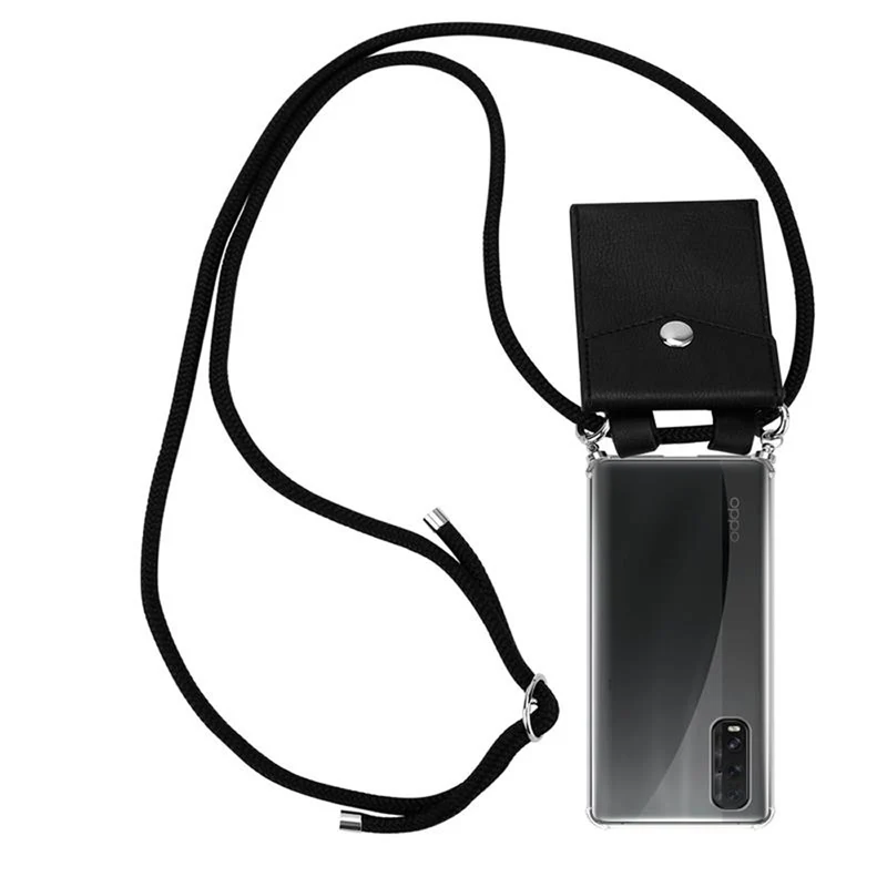 Cadorabo Handy Kette kompatibel mit Oppo FIND X2 Silikon Schutzhülle mit Silbernen Ringen, Kordel Band und abnehmbarem Etui