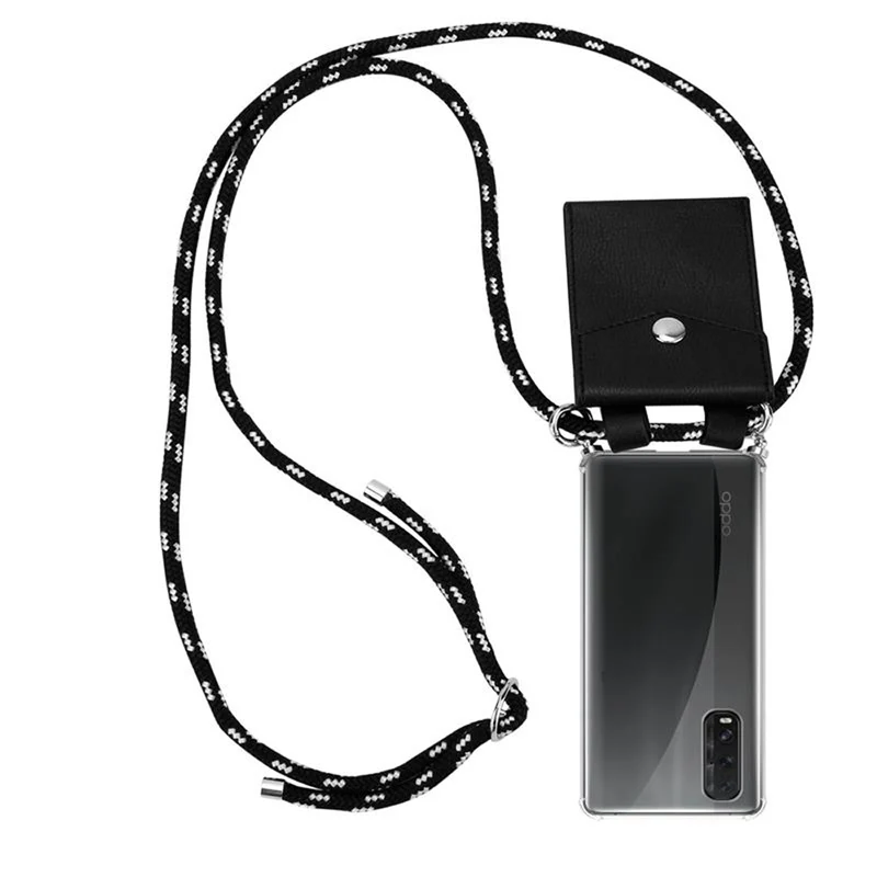 Cadorabo Handy Kette kompatibel mit Oppo FIND X2 Silikon Schutzhülle mit Silbernen Ringen, Kordel Band und abnehmbarem Etui