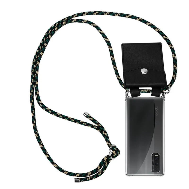 Cadorabo Handy Kette kompatibel mit Oppo FIND X2 Silikon Schutzhülle mit Silbernen Ringen, Kordel Band und abnehmbarem Etui
