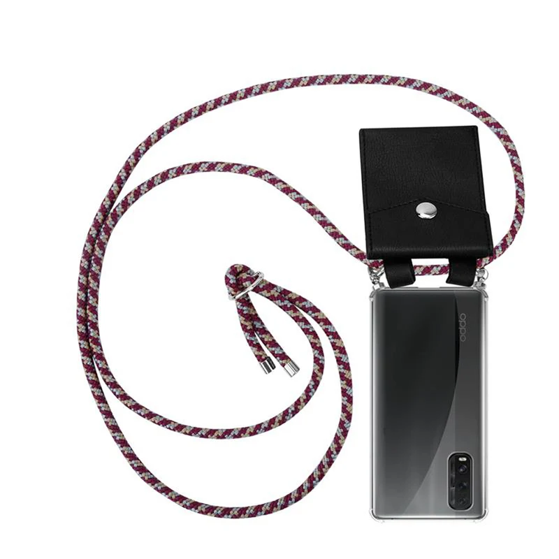Cadorabo Handy Kette kompatibel mit Oppo FIND X2 Silikon Schutzhülle mit Silbernen Ringen, Kordel Band und abnehmbarem Etui