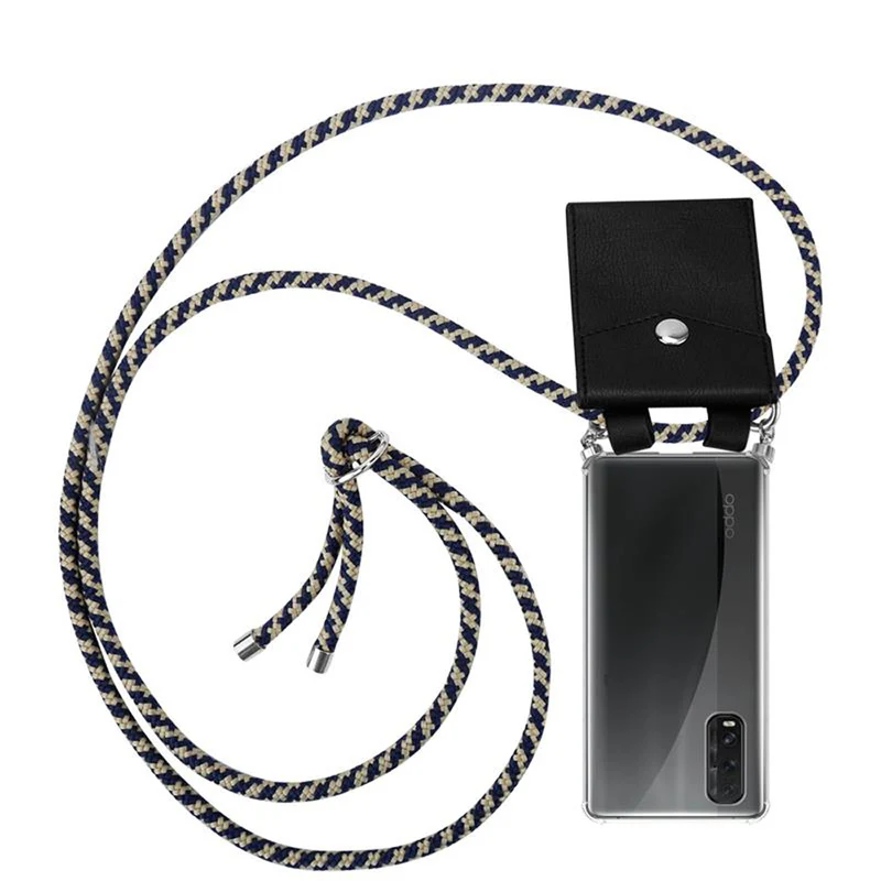 Cadorabo Handy Kette kompatibel mit Oppo FIND X2 Silikon Schutzhülle mit Silbernen Ringen, Kordel Band und abnehmbarem Etui