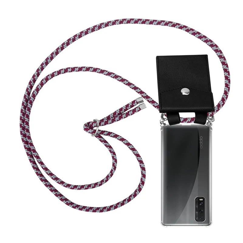 Cadorabo Handy Kette kompatibel mit Oppo FIND X2 Silikon Schutzhülle mit Silbernen Ringen, Kordel Band und abnehmbarem Etui