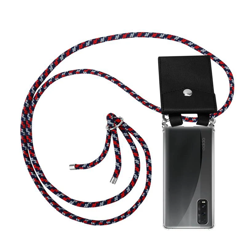 Cadorabo Handy Kette kompatibel mit Oppo FIND X2 Silikon Schutzhülle mit Silbernen Ringen, Kordel Band und abnehmbarem Etui