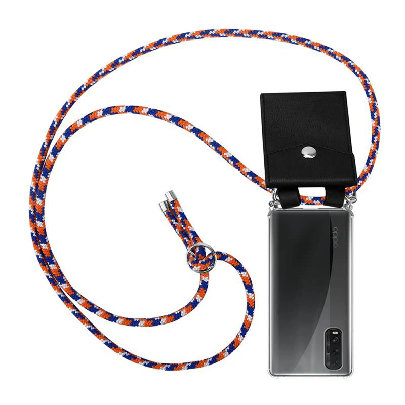 Cadorabo Handy Kette kompatibel mit Oppo FIND X2 Silikon Schutzhülle mit Silbernen Ringen, Kordel Band und abnehmbarem Etui