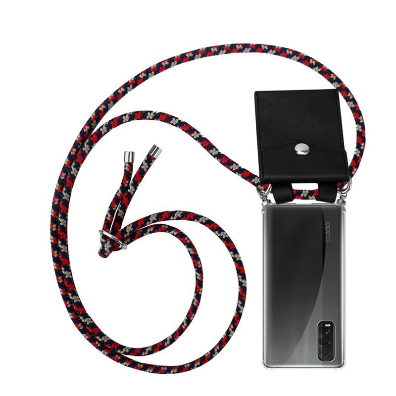 Cadorabo Handy Kette kompatibel mit Oppo FIND X2 Silikon Schutzhülle mit Silbernen Ringen, Kordel Band und abnehmbarem Etui