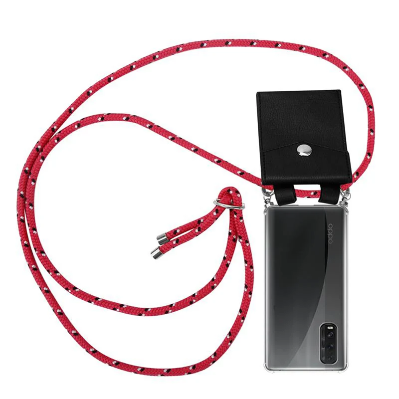 Cadorabo Handy Kette kompatibel mit Oppo FIND X2 Silikon Schutzhülle mit Silbernen Ringen, Kordel Band und abnehmbarem Etui