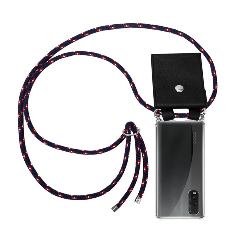 Cadorabo Handy Kette kompatibel mit Oppo FIND X2 Silikon Schutzhülle mit Silbernen Ringen, Kordel Band und abnehmbarem Etui