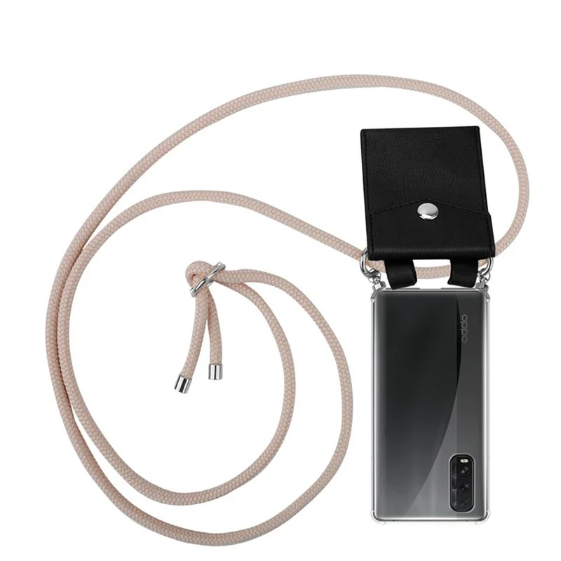 Cadorabo Handy Kette kompatibel mit Oppo FIND X2 Silikon Schutzhülle mit Silbernen Ringen, Kordel Band und abnehmbarem Etui