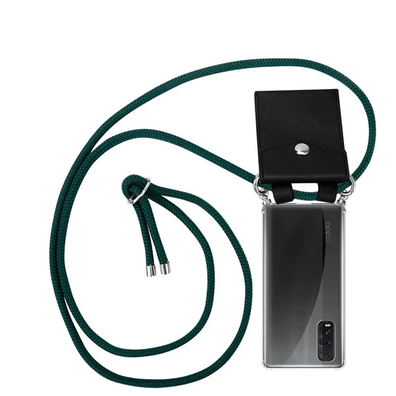 Cadorabo Handy Kette kompatibel mit Oppo FIND X2 Silikon Schutzhülle mit Silbernen Ringen, Kordel Band und abnehmbarem Etui