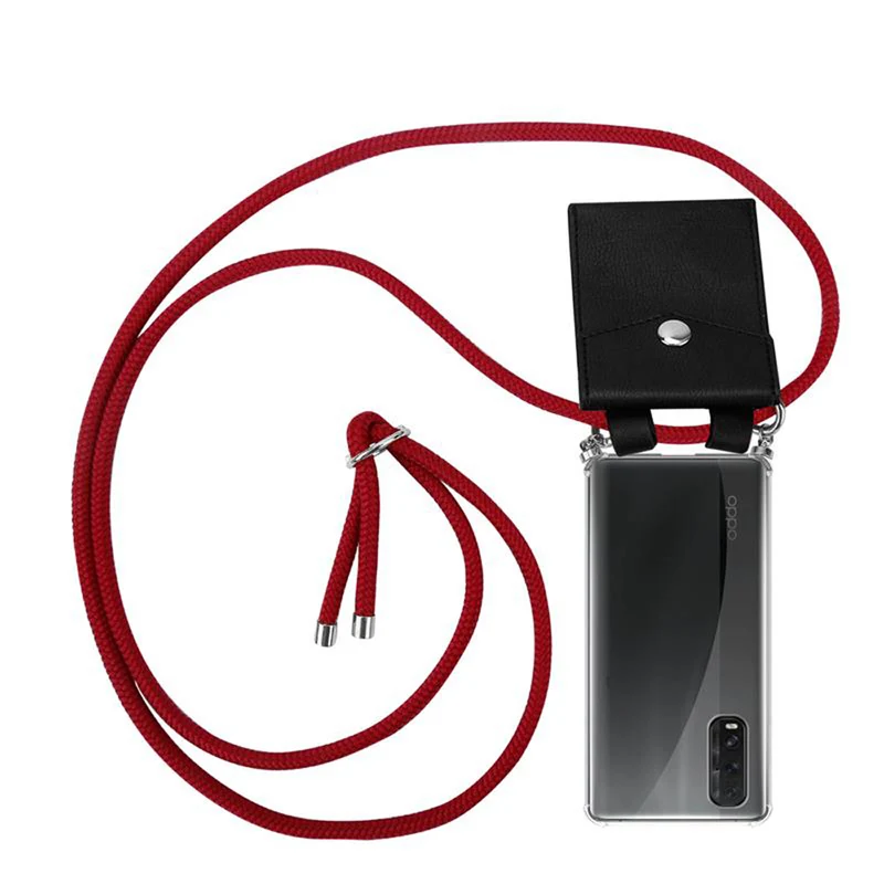 Cadorabo Handy Kette kompatibel mit Oppo FIND X2 Silikon Schutzhülle mit Silbernen Ringen, Kordel Band und abnehmbarem Etui