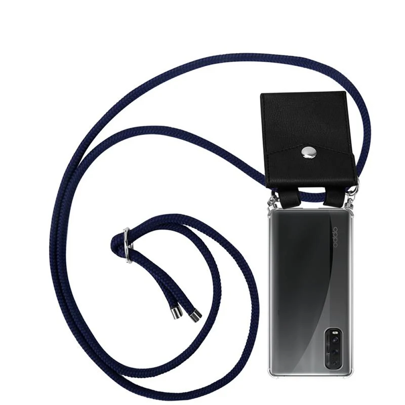 Cadorabo Handy Kette kompatibel mit Oppo FIND X2 Silikon Schutzhülle mit Silbernen Ringen, Kordel Band und abnehmbarem Etui