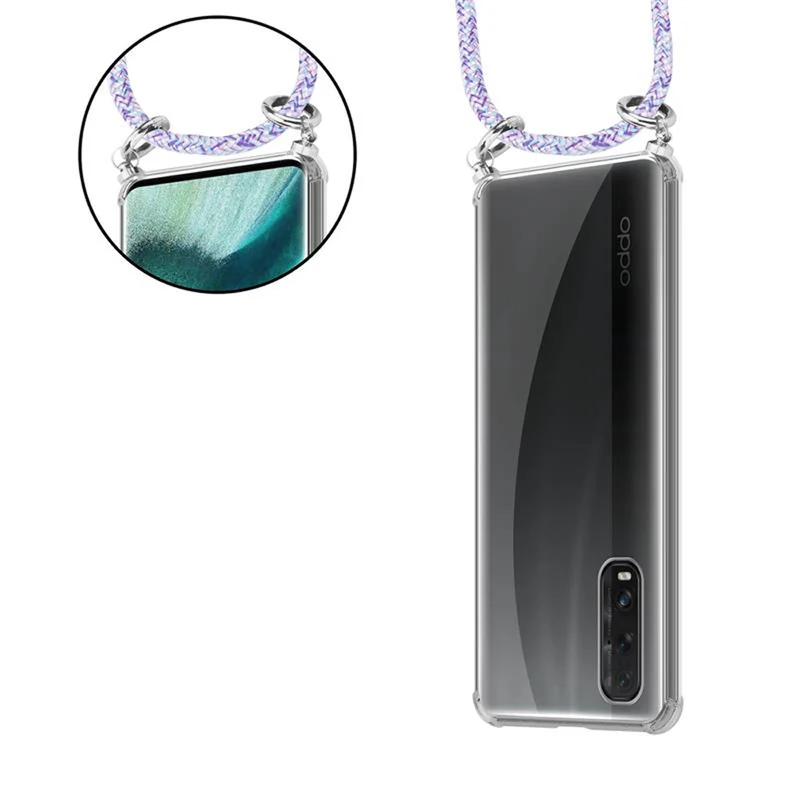Cadorabo Handy Kette kompatibel mit Oppo FIND X2 Silikon Schutzhülle mit Silbernen Ringen, Kordel Band und abnehmbarem Etui