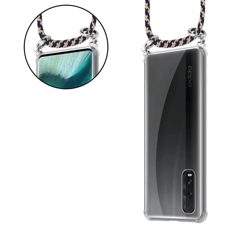 Cadorabo Handy Kette kompatibel mit Oppo FIND X2 Silikon Schutzhülle mit Silbernen Ringen, Kordel Band und abnehmbarem Etui