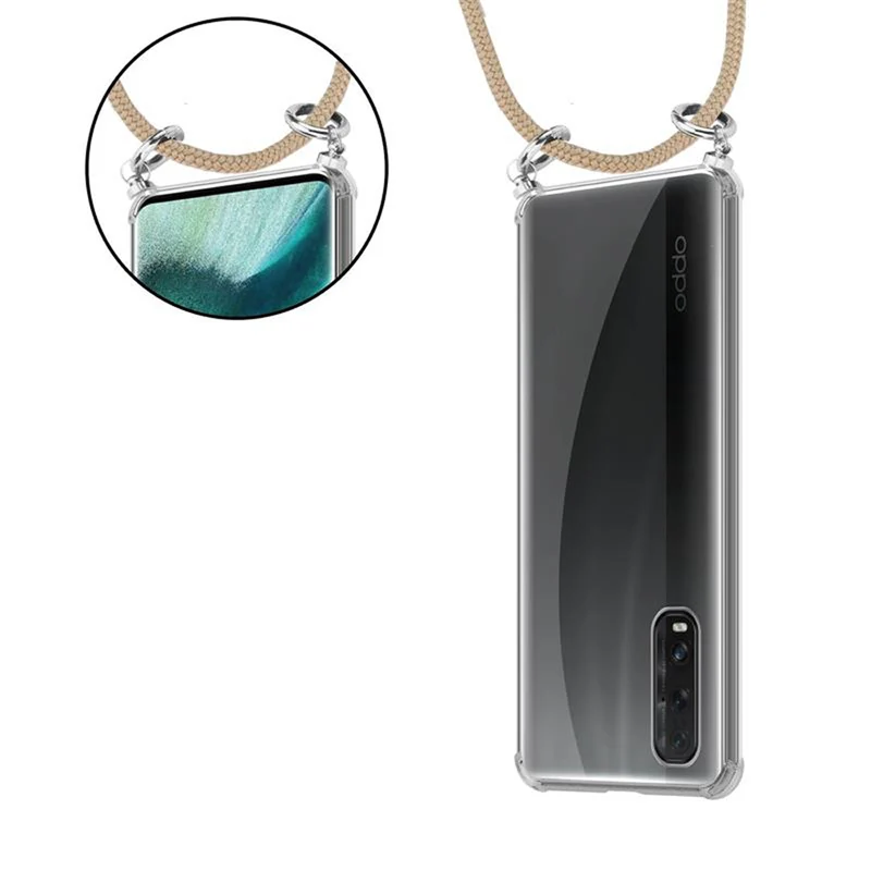 Cadorabo Handy Kette kompatibel mit Oppo FIND X2 Silikon Schutzhülle mit Silbernen Ringen, Kordel Band und abnehmbarem Etui