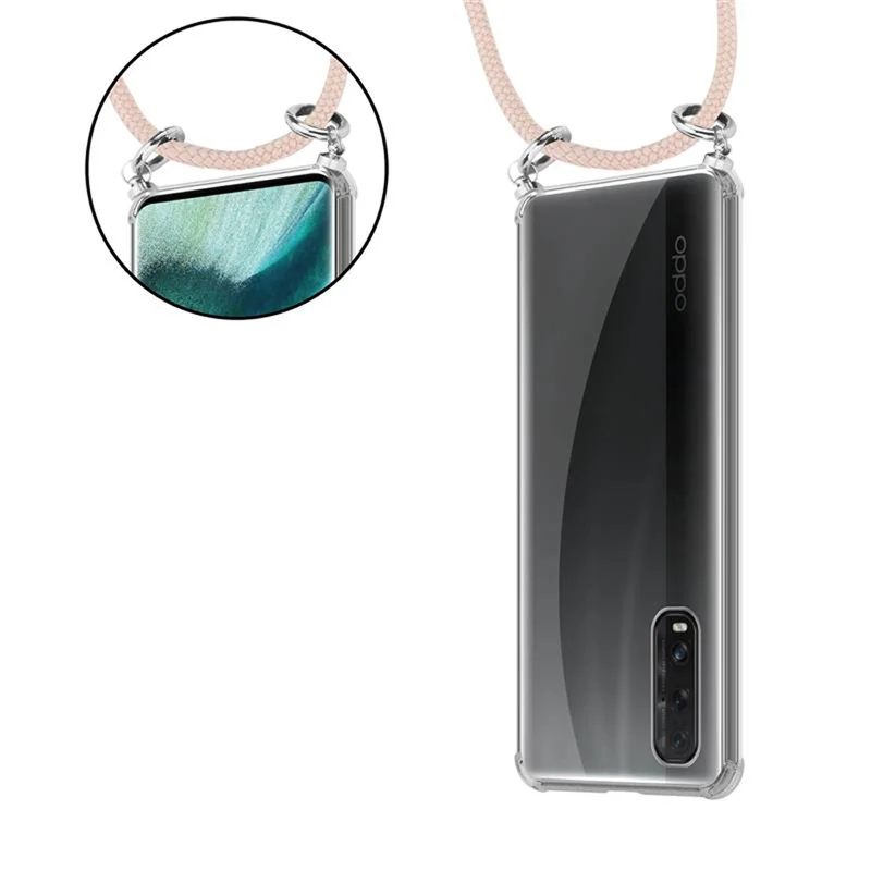 Cadorabo Handy Kette kompatibel mit Oppo FIND X2 Silikon Schutzhülle mit Silbernen Ringen, Kordel Band und abnehmbarem Etui