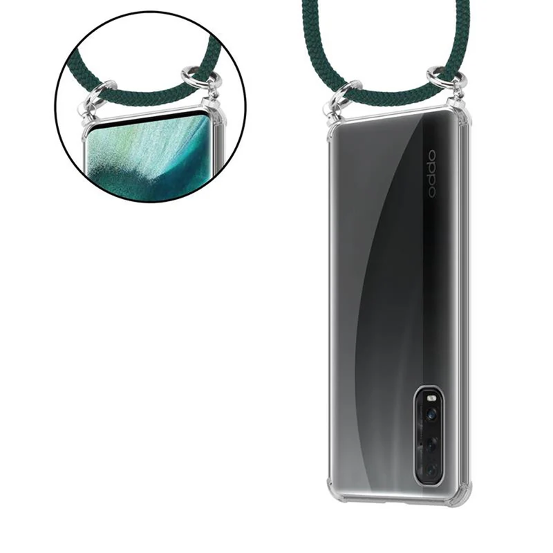 Cadorabo Handy Kette kompatibel mit Oppo FIND X2 Silikon Schutzhülle mit Silbernen Ringen, Kordel Band und abnehmbarem Etui
