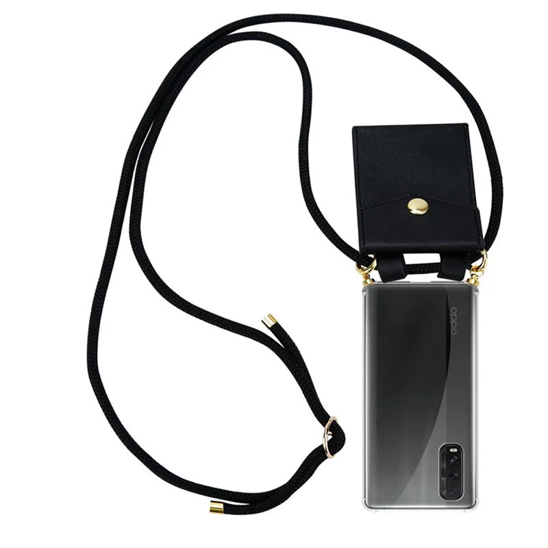 Cadorabo Handy Kette kompatibel mit Oppo FIND X2 Silikon Schutzhülle mit Gold Ringen, Kordel Band und abnehmbarem Etui