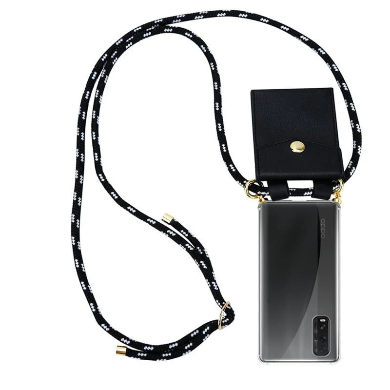 Cadorabo Handy Kette kompatibel mit Oppo FIND X2 Silikon Schutzhülle mit Gold Ringen, Kordel Band und abnehmbarem Etui