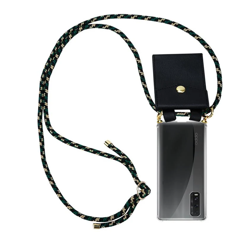 Cadorabo Handy Kette kompatibel mit Oppo FIND X2 Silikon Schutzhülle mit Gold Ringen, Kordel Band und abnehmbarem Etui
