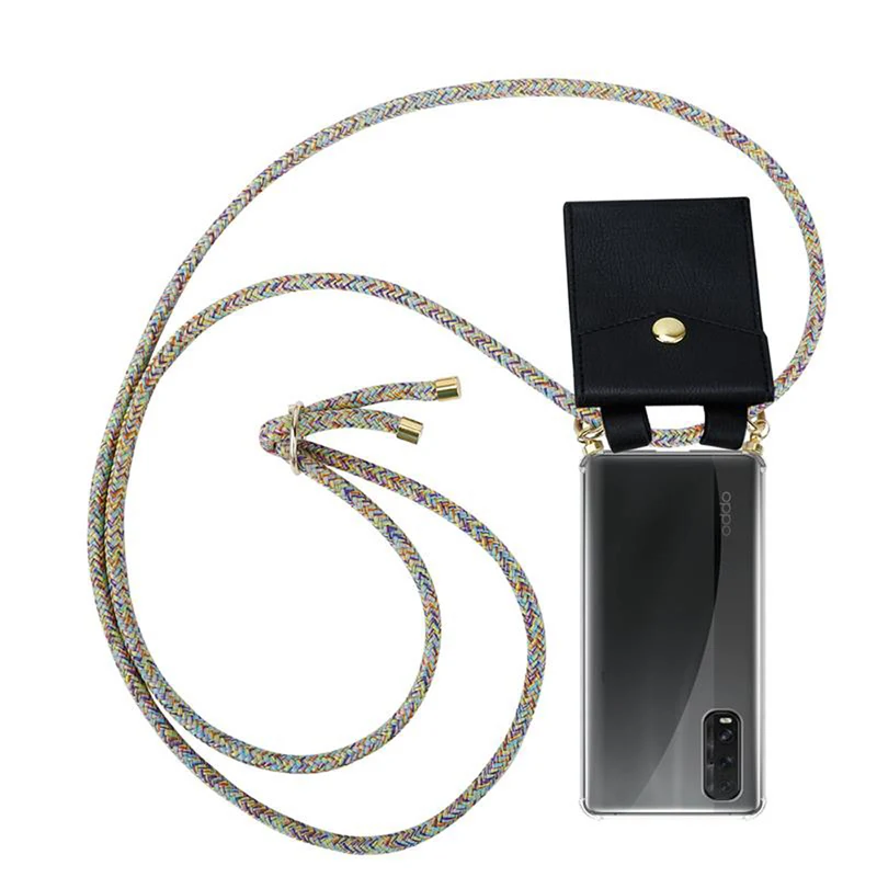 Cadorabo Handy Kette kompatibel mit Oppo FIND X2 Silikon Schutzhülle mit Gold Ringen, Kordel Band und abnehmbarem Etui
