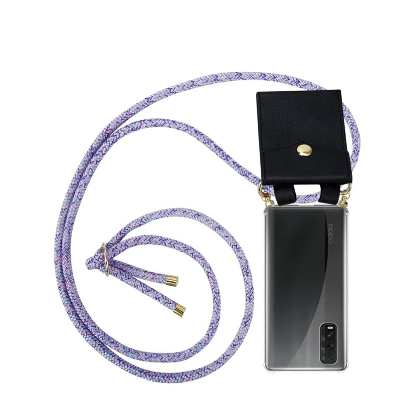 Cadorabo Handy Kette kompatibel mit Oppo FIND X2 Silikon Schutzhülle mit Gold Ringen, Kordel Band und abnehmbarem Etui