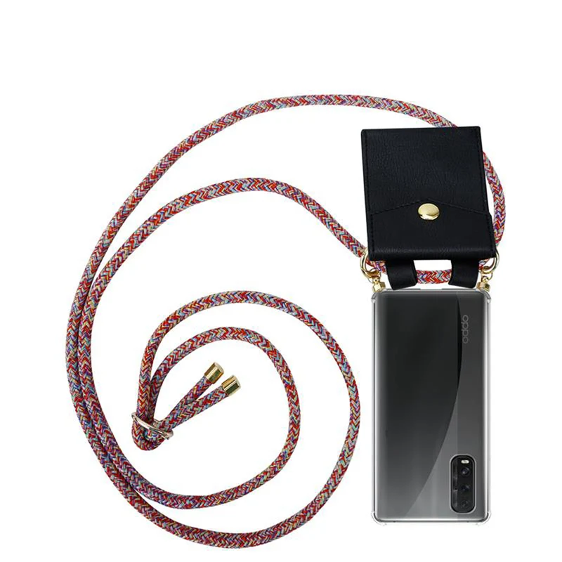 Cadorabo Handy Kette kompatibel mit Oppo FIND X2 Silikon Schutzhülle mit Gold Ringen, Kordel Band und abnehmbarem Etui