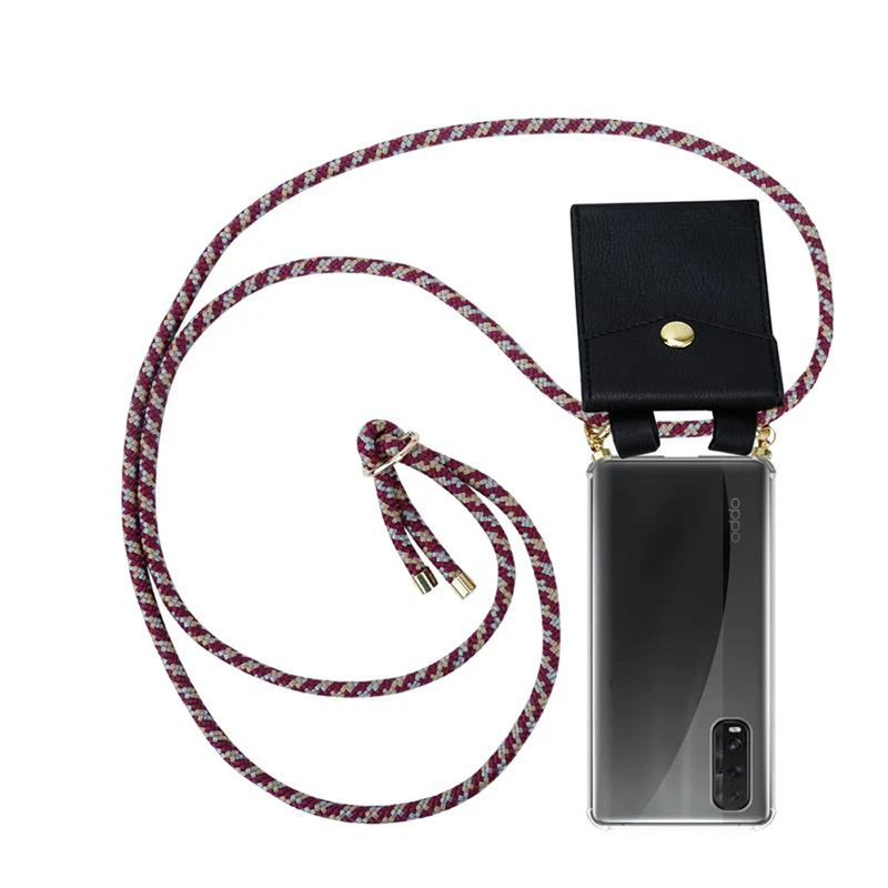 Cadorabo Handy Kette kompatibel mit Oppo FIND X2 Silikon Schutzhülle mit Gold Ringen, Kordel Band und abnehmbarem Etui