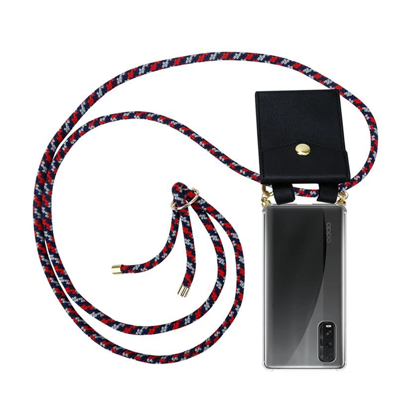 Cadorabo Handy Kette kompatibel mit Oppo FIND X2 Silikon Schutzhülle mit Gold Ringen, Kordel Band und abnehmbarem Etui
