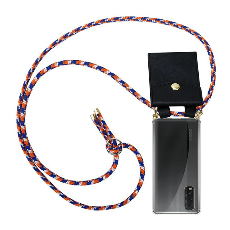 Cadorabo Handy Kette kompatibel mit Oppo FIND X2 Silikon Schutzhülle mit Gold Ringen, Kordel Band und abnehmbarem Etui