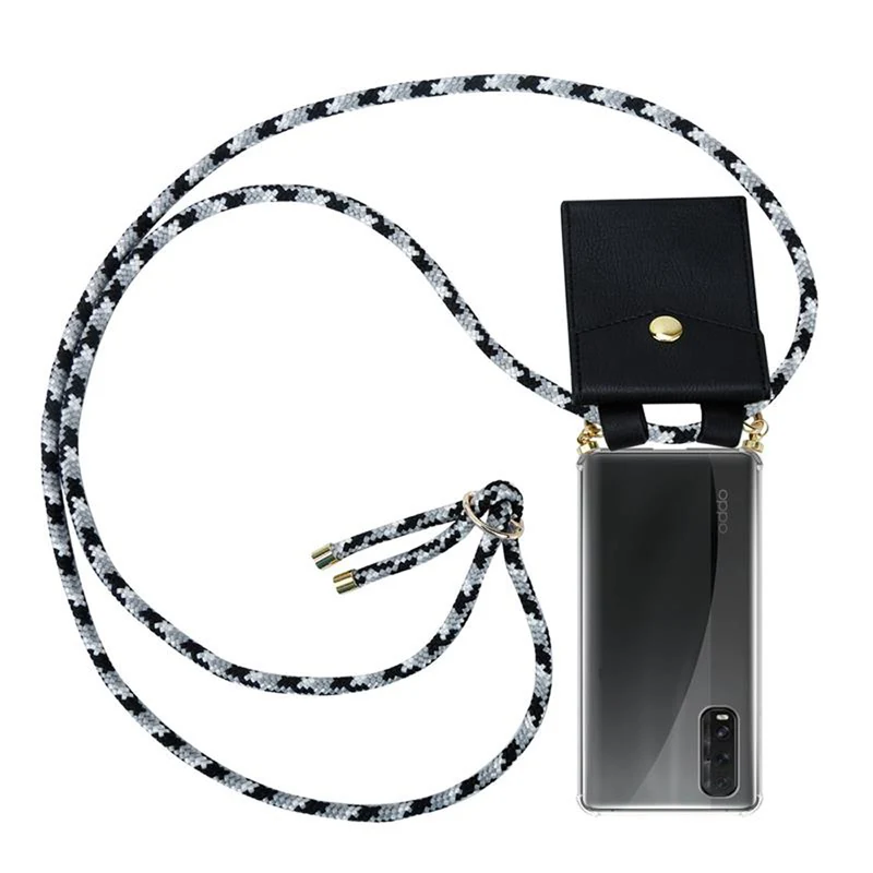 Cadorabo Handy Kette kompatibel mit Oppo FIND X2 Silikon Schutzhülle mit Gold Ringen, Kordel Band und abnehmbarem Etui