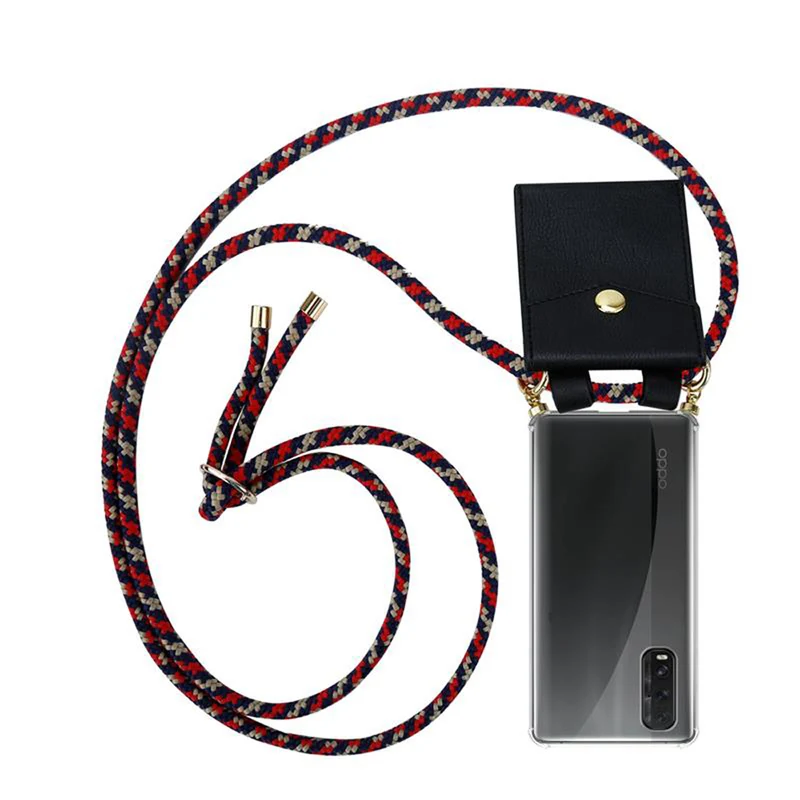 Cadorabo Handy Kette kompatibel mit Oppo FIND X2 Silikon Schutzhülle mit Gold Ringen, Kordel Band und abnehmbarem Etui