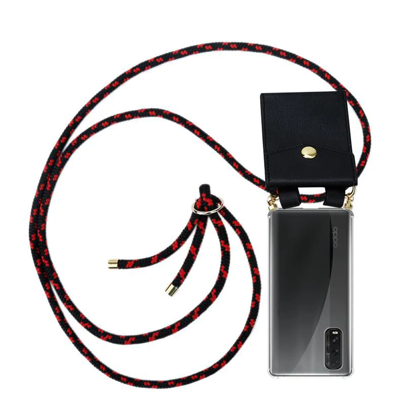 Cadorabo Handy Kette kompatibel mit Oppo FIND X2 Silikon Schutzhülle mit Gold Ringen, Kordel Band und abnehmbarem Etui