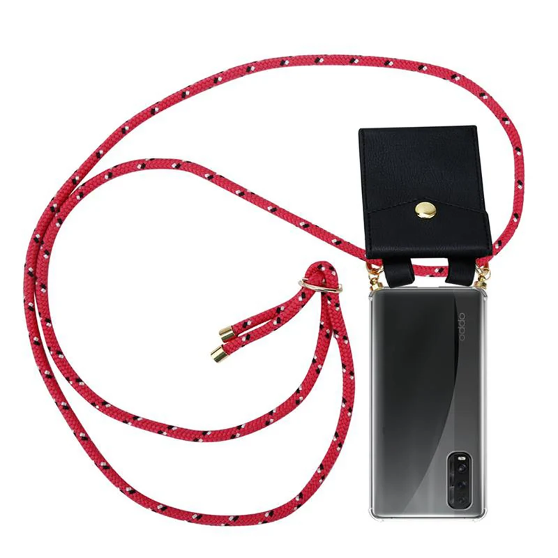 Cadorabo Handy Kette kompatibel mit Oppo FIND X2 Silikon Schutzhülle mit Gold Ringen, Kordel Band und abnehmbarem Etui