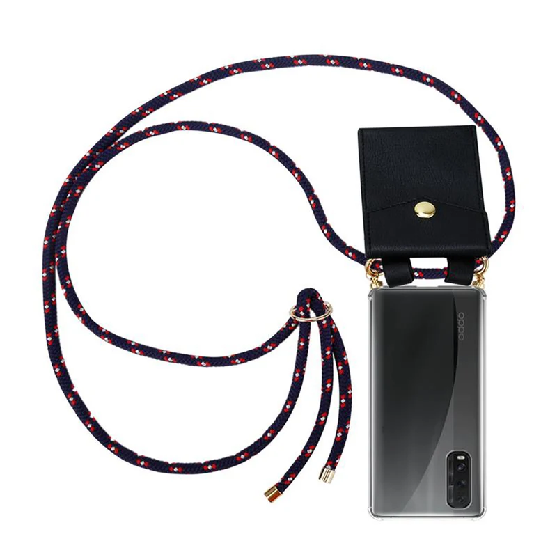 Cadorabo Handy Kette kompatibel mit Oppo FIND X2 Silikon Schutzhülle mit Gold Ringen, Kordel Band und abnehmbarem Etui