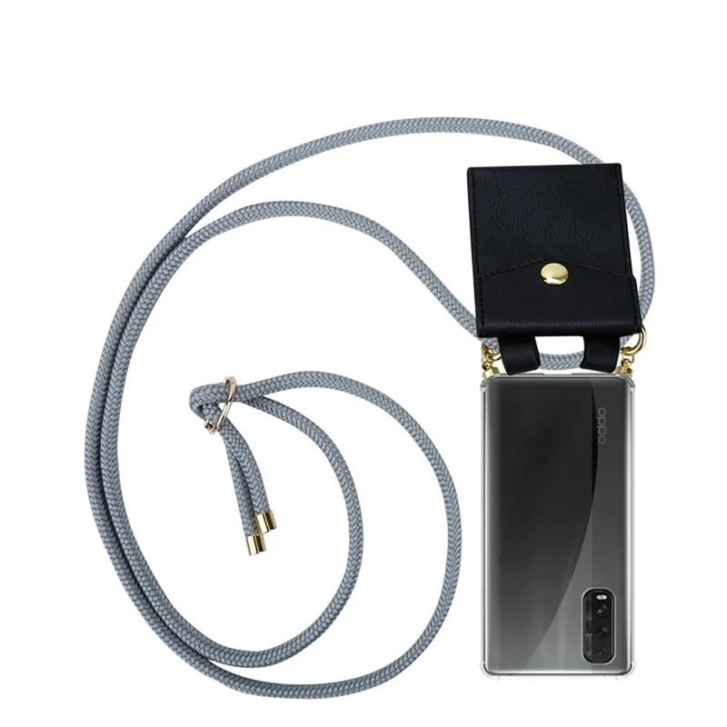 Cadorabo Handy Kette kompatibel mit Oppo FIND X2 Silikon Schutzhülle mit Gold Ringen, Kordel Band und abnehmbarem Etui