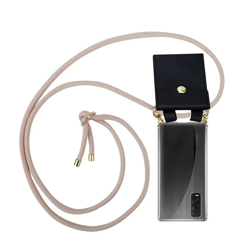 Cadorabo Handy Kette kompatibel mit Oppo FIND X2 Silikon Schutzhülle mit Gold Ringen, Kordel Band und abnehmbarem Etui