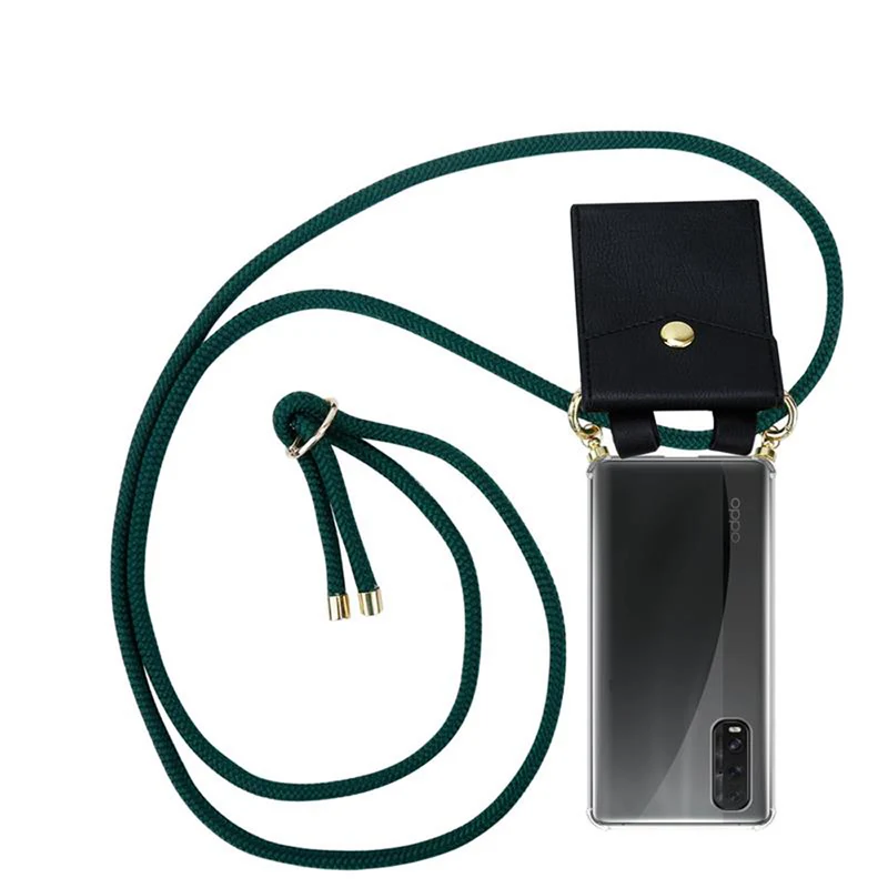 Cadorabo Handy Kette kompatibel mit Oppo FIND X2 Silikon Schutzhülle mit Gold Ringen, Kordel Band und abnehmbarem Etui