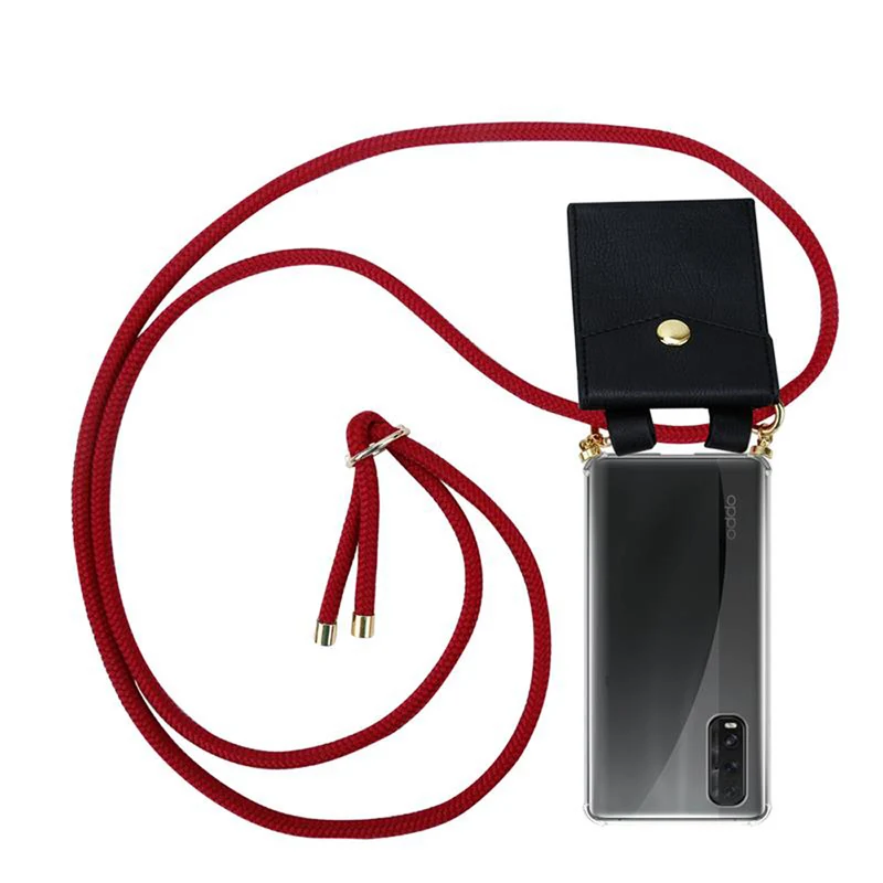 Cadorabo Handy Kette kompatibel mit Oppo FIND X2 Silikon Schutzhülle mit Gold Ringen, Kordel Band und abnehmbarem Etui