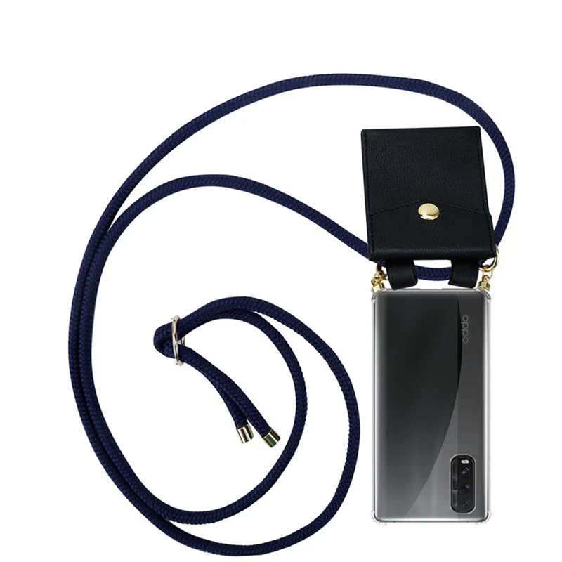 Cadorabo Handy Kette kompatibel mit Oppo FIND X2 Silikon Schutzhülle mit Gold Ringen, Kordel Band und abnehmbarem Etui