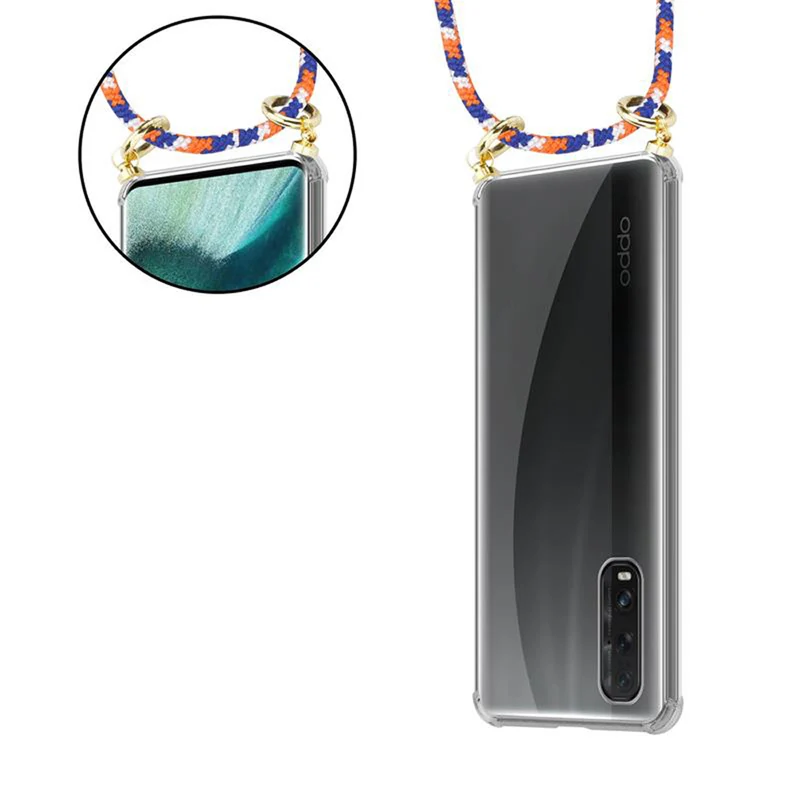 Cadorabo Handy Kette kompatibel mit Oppo FIND X2 Silikon Schutzhülle mit Gold Ringen, Kordel Band und abnehmbarem Etui