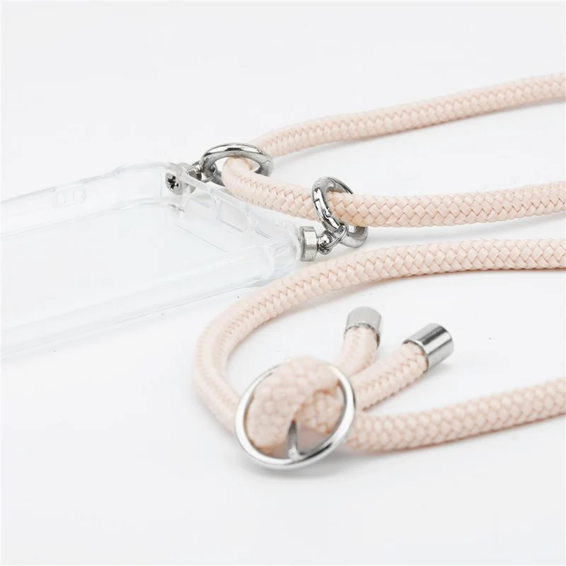Cadorabo Handy Kette kompatibel mit Oppo A52 Silikon Schutzhülle mit Silbernen Ringen, Kordel Band und abnehmbarem Etui