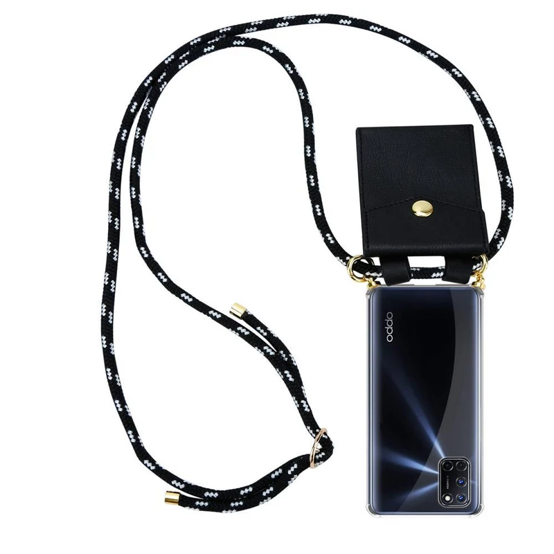 Cadorabo Handy Kette kompatibel mit Oppo A52 Silikon Schutzhülle mit Gold Ringen, Kordel Band und abnehmbarem Etui