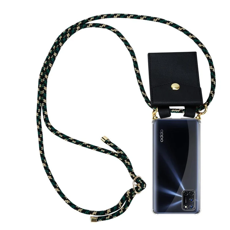 Cadorabo Handy Kette kompatibel mit Oppo A52 Silikon Schutzhülle mit Gold Ringen, Kordel Band und abnehmbarem Etui