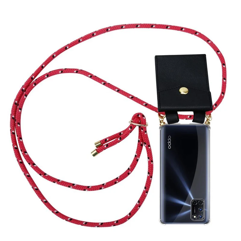 Cadorabo Handy Kette kompatibel mit Oppo A52 Silikon Schutzhülle mit Gold Ringen, Kordel Band und abnehmbarem Etui
