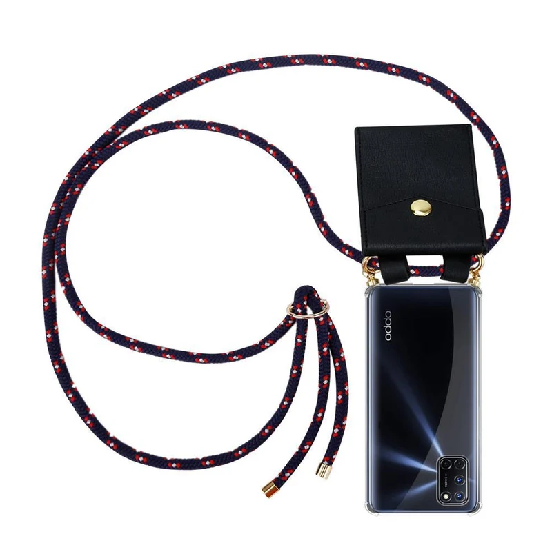 Cadorabo Handy Kette kompatibel mit Oppo A52 Silikon Schutzhülle mit Gold Ringen, Kordel Band und abnehmbarem Etui