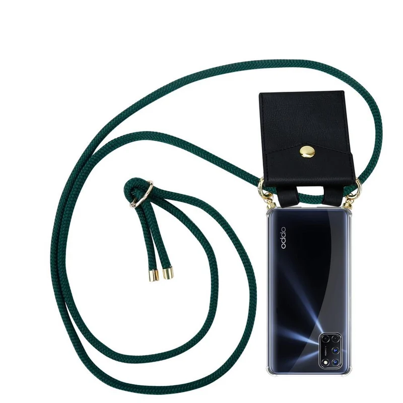 Cadorabo Handy Kette kompatibel mit Oppo A52 Silikon Schutzhülle mit Gold Ringen, Kordel Band und abnehmbarem Etui