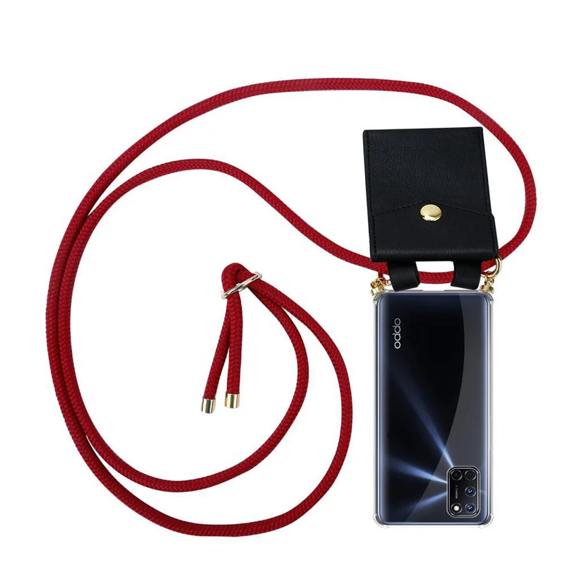 Cadorabo Handy Kette kompatibel mit Oppo A52 Silikon Schutzhülle mit Gold Ringen, Kordel Band und abnehmbarem Etui