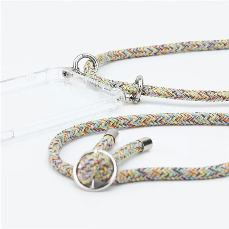 Cadorabo Handy Kette kompatibel mit Oppo A72 Silikon Schutzhülle mit Silbernen Ringen, Kordel Band und abnehmbarem Etui